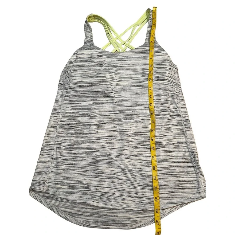 Lululemon Slay The Studio 2-In-1‎ Tank Women's Size 4 Gray Lime Green Strappy